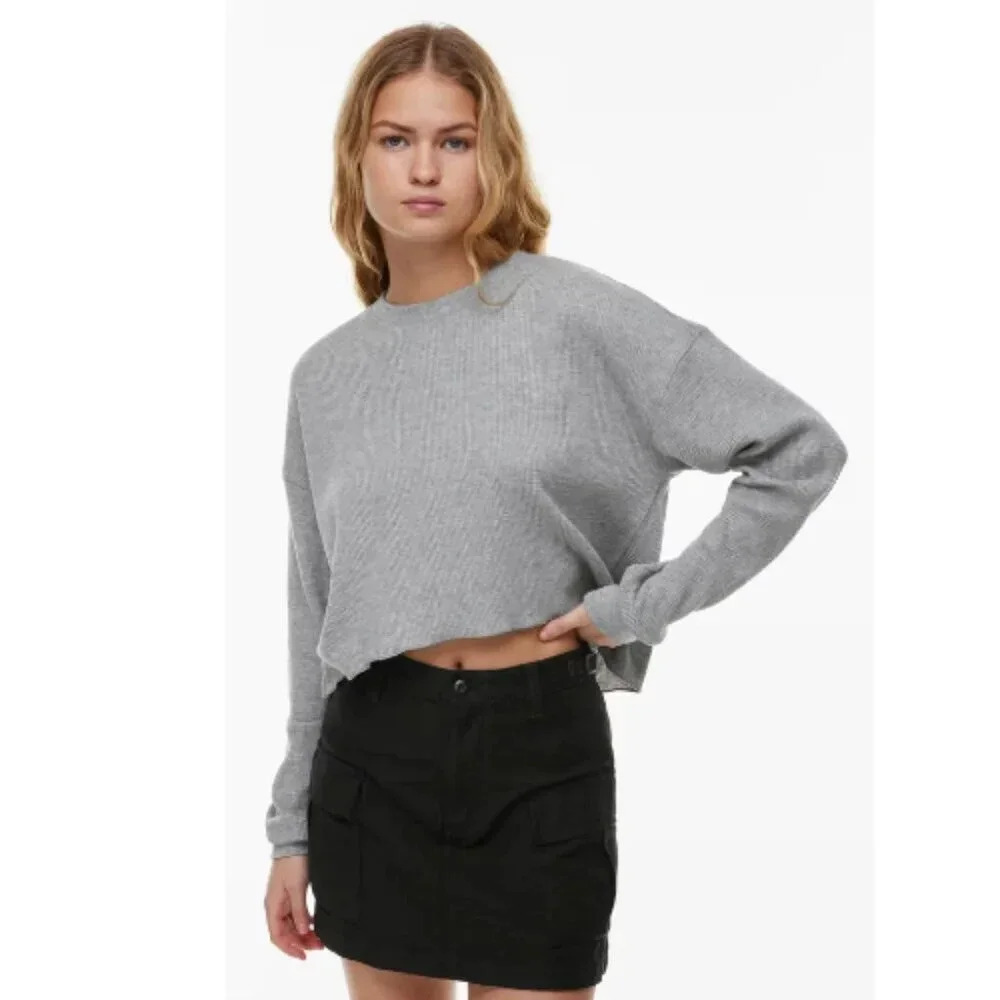 Aritzia Womens 1X Waffle Knit Long Sleeve Top